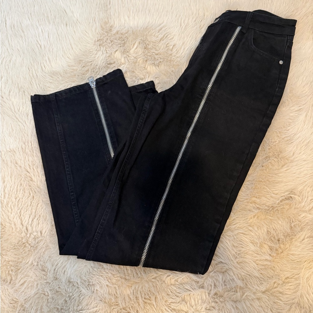 Zara Black Denim w/ Zipper Front - Picture 7 of 7